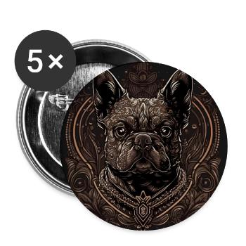 Bouledogue français - Lot de 5 grands badges (56 mm) - blanc - Devant