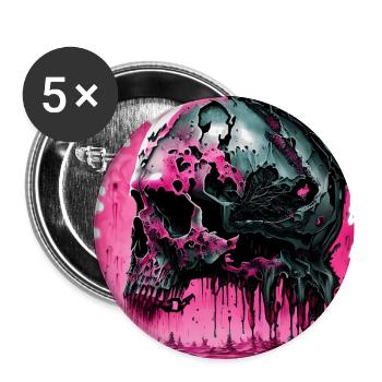 Cyborg Skull Skull - Buttons large 2.2''/56 mm (5-pack) - white - Front
