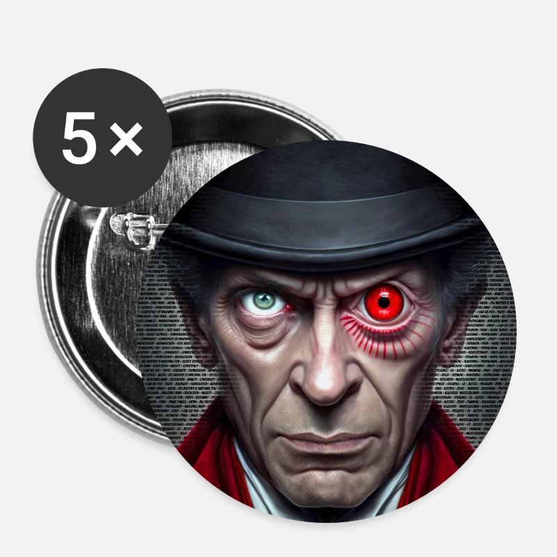 Green Red Double Eye Face - Conspircay - Buttons large 2.2''/56 mm (5-pack) - white