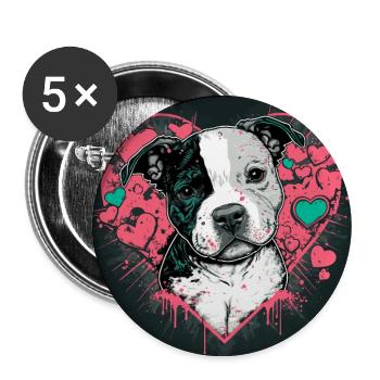American Staffordshire Terrier - Lot de 5 grands badges (56 mm) - blanc - Devant