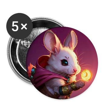 Fantasy Nagetier Krieger Kunstwerk für Kinder Fancy Ratte - Buttons groß 56 mm (5er Pack) - Weiß - Vorne