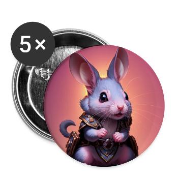 Fantasy Rodent Warrior Artwork pour Kids Fancy Rat - Lot de 5 grands badges (56 mm) - blanc - Devant