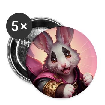 Fantasy Nagetier Krieger Kunstwerk für Kinder Fancy Ratte - Buttons groß 56 mm (5er Pack) - Weiß - Vorne