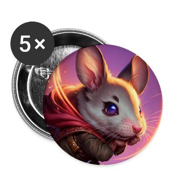Fantasy Rodent Warrior Artwork pour Kids Fancy Rat - Lot de 5 grands badges (56 mm) - blanc - Devant