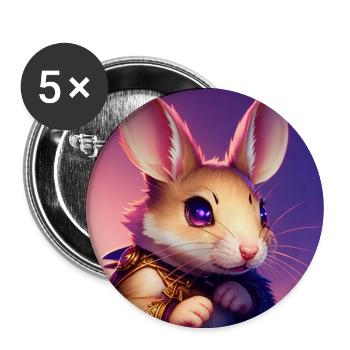 Fantasy Nagetier Krieger Kunstwerk für Kinder Fancy Ratte - Buttons groß 56 mm (5er Pack) - Weiß - Vorne