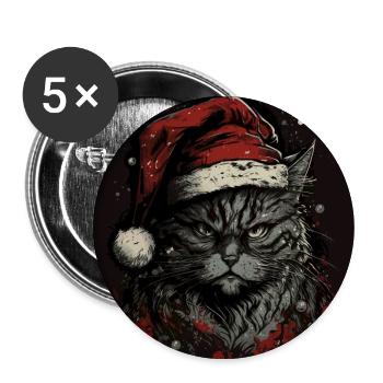 Noël Maine Coon - Lot de 5 grands badges (56 mm) - blanc - Devant