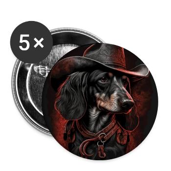 Dachshund cowboy - Buttons large 2.2''/56 mm (5-pack) - white - Front