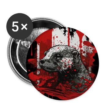 Eurasian river otter - Buttons large 2.2''/56 mm (5-pack) - white - Front
