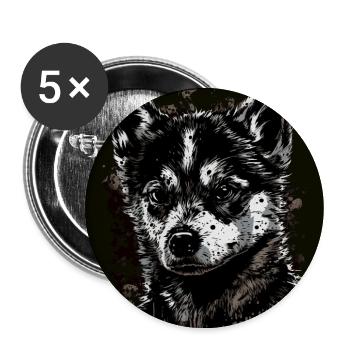 Husky puppy - Buttons large 2.2''/56 mm (5-pack) - white - Front