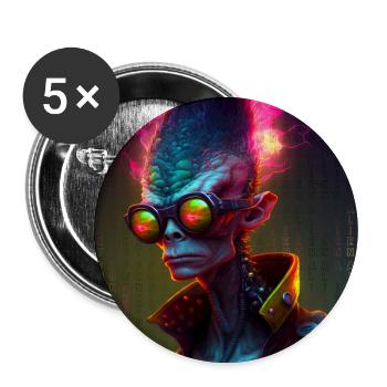 Funky alien 01 - Buttons groß 56 mm (5er Pack) - Weiß - Vorne