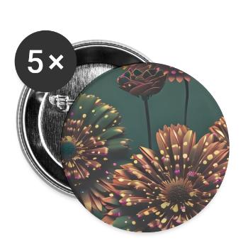 Blumen mit Punkten - Buttons groß 56 mm (5er Pack) - Weiß - Vorne