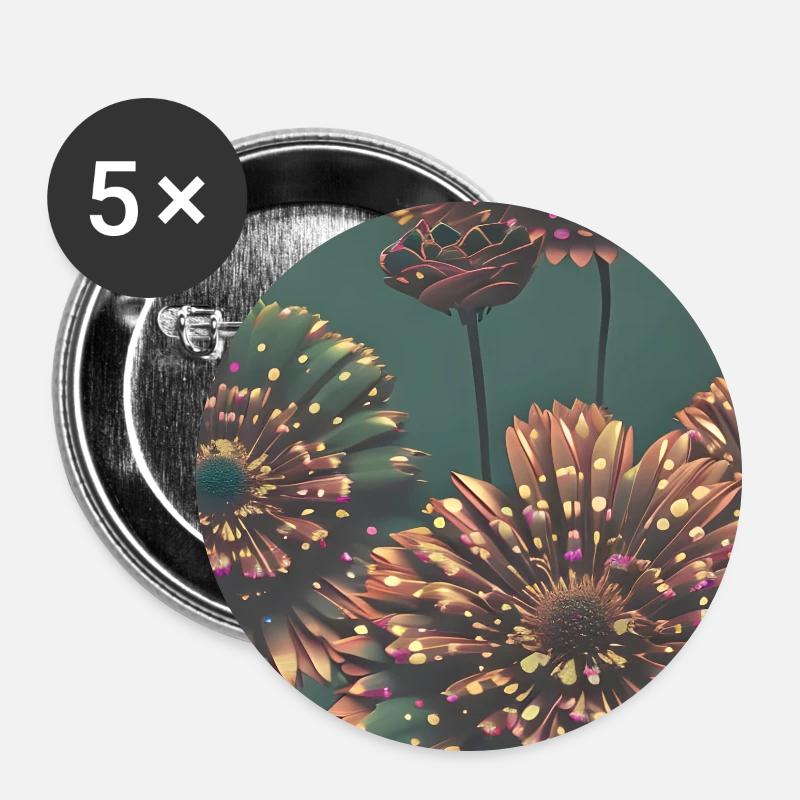 Flowers with dots - Buttons large 2.2''/56 mm (5-pack) - white