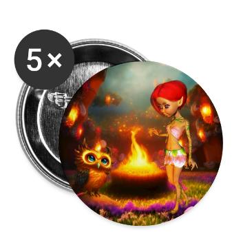 Die erstaunlichen Abenteuer der Fee und der Eule von - Buttons groß 56 mm (5er Pack) - Weiß - Vorne