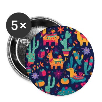 Happy Mexican Cinco de Mayo Lama Pinata - Buttons large 2.2''/56 mm (5-pack) - white - Front