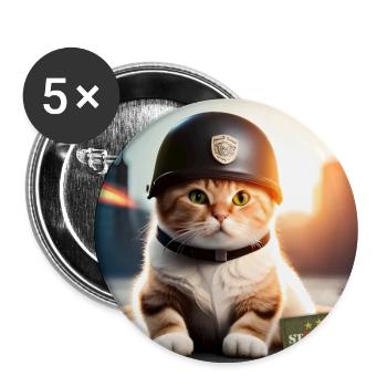 Stop War Love Cats - Buttons large 2.2''/56 mm (5-pack) - white - Front