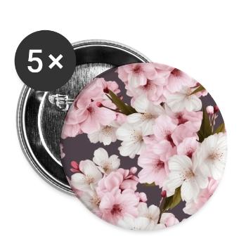 Realistic White Pink Cherry Blossom Pattern - Buttons large 2.2''/56 mm (5-pack) - white - Front