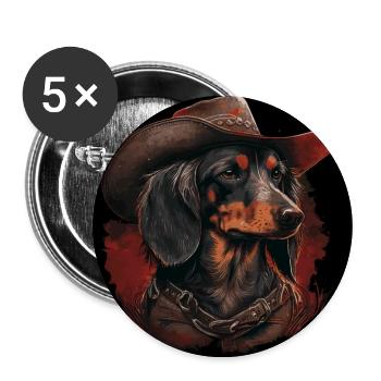 Dachshund cowboy - Buttons large 2.2''/56 mm (5-pack) - white - Front