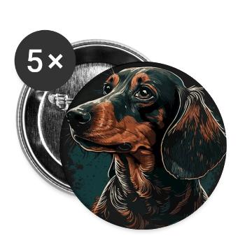 Dackel - Buttons groß 56 mm (5er Pack) - Weiß - Vorne