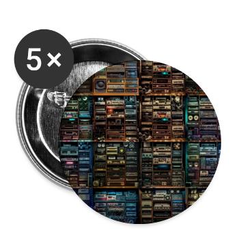 Vintage Audio Stack Collage - Buttons large 2.2''/56 mm (5-pack) - white - Front