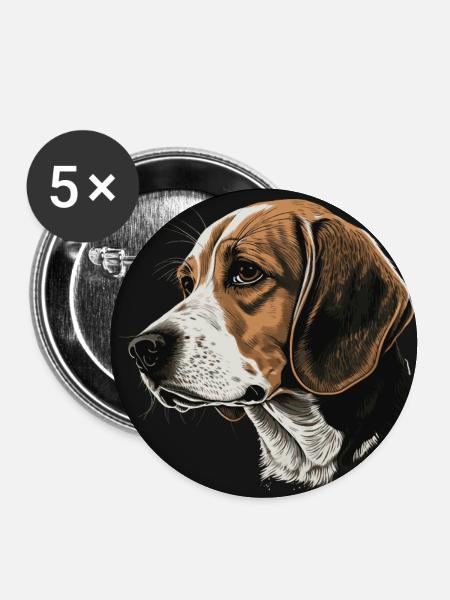 Beagle - Buttons groß 56 mm (5er Pack) - Weiß