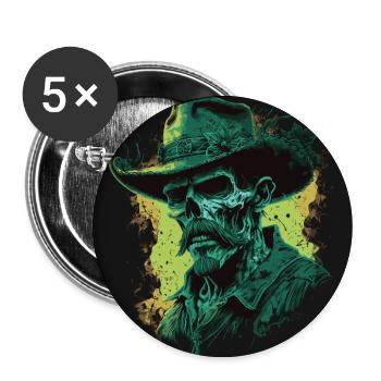 Untoter Cowboy - Buttons groß 56 mm (5er Pack) - Weiß - Vorne