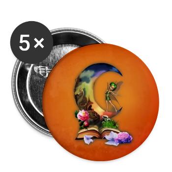 Fairy on the moon coming out of the book - Buttons large 2.2''/56 mm (5-pack) - white - Front
