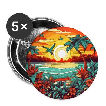 Sommer Strand Sonnenuntergang - Buttons groß 56 mm (5er Pack) - Weiß - Vorne