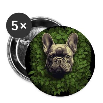 French bulldog looking out of the bushes - Buttons large 2.2''/56 mm (5-pack) - white - Front