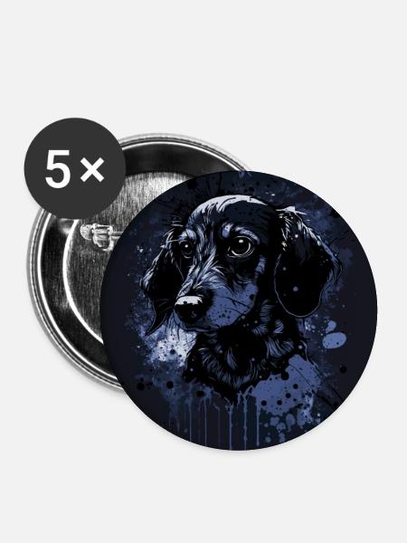 Dackelwelpe - Buttons groß 56 mm (5er Pack) - Weiß