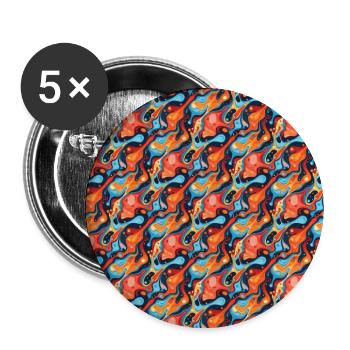 Farbiges organisches flüssiges Muster - Buttons groß 56 mm (5er Pack) - Weiß - Vorne