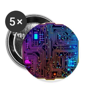 Schaltkreis Chip - Buttons groß 56 mm (5er Pack) - Weiß - Vorne