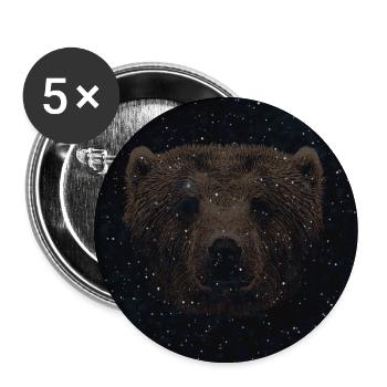 bärenliebhaber t-shirts, Bärenkopf Nachtmuster - Buttons groß 56 mm (5er Pack) - Weiß - Vorne