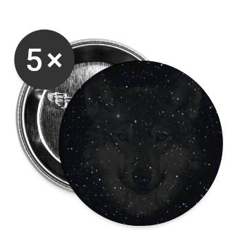 originelle Wildtierdesigns, Wolfkopf nachtmuster - Buttons groß 56 mm (5er Pack) - Weiß - Vorne