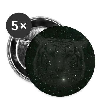 originelle Raubkatzen shirts, weißer bengal Tiger - Buttons groß 56 mm (5er Pack) - Weiß - Vorne