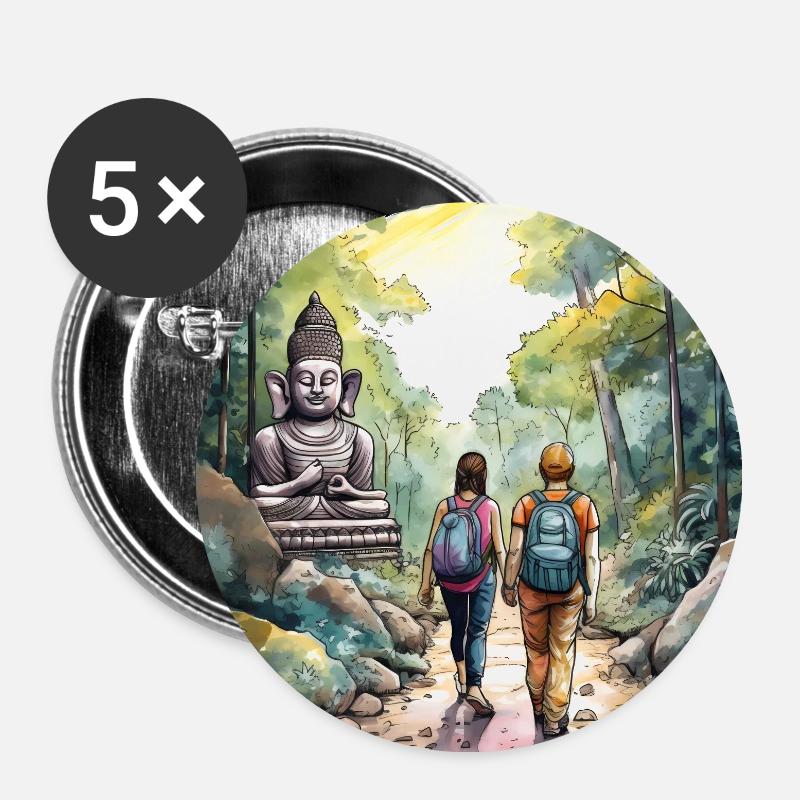 Lovers Jungle Adventure - Buttons large 2.2''/56 mm (5-pack) - white
