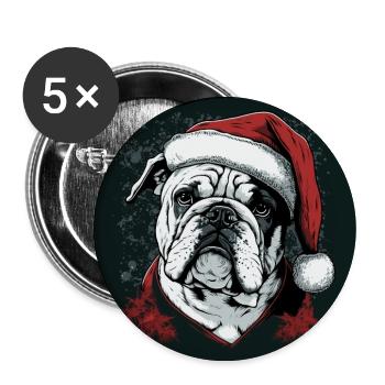 English Bulldog xmas - Buttons large 2.2''/56 mm (5-pack) - white - Front