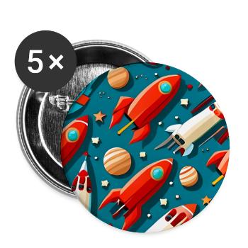 Star Ship Pattern - Buttons large 2.2''/56 mm (5-pack) - white - Front