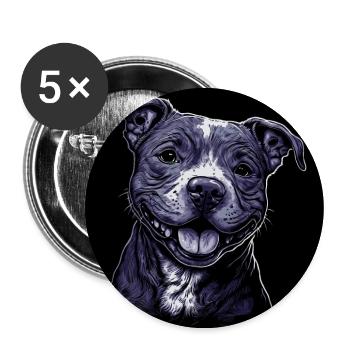 American Staffordshire Terrier - Buttons groß 56 mm (5er Pack) - Weiß - Vorne