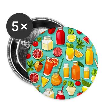 Yummy Summer Lemonade Pattern - Buttons large 2.2''/56 mm (5-pack) - white - Front