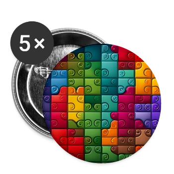 Colorful Rainbow Jigsaw Puzzle Pattern - Buttons large 2.2''/56 mm (5-pack) - white - Front