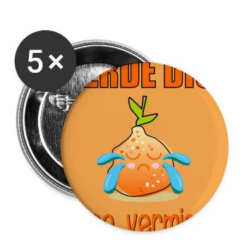ABSCHIEDSGESCHENKE TRAURIGE ORANGE COMIC VERMISSEN - Buttons groß 56 mm (5er Pack) - Weiß - Vorne