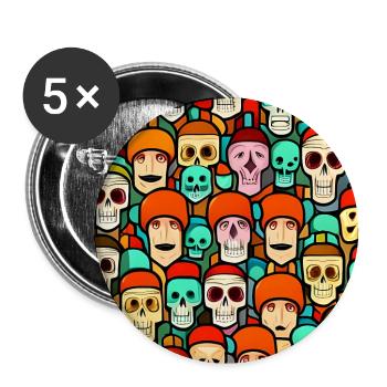 Colorful Skulls Patern - Buttons large 2.2''/56 mm (5-pack) - white - Front