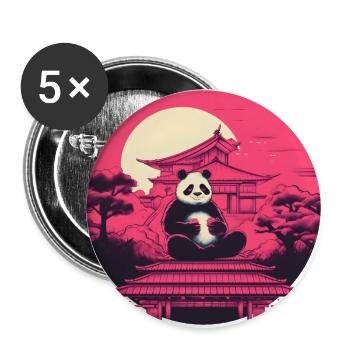 Synthwave eating Panda Japan Sunset - Buttons groß 56 mm (5er Pack) - Weiß - Vorne