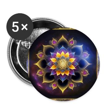 Fleur de lotus de mandala - Lot de 5 grands badges (56 mm) - blanc - Devant