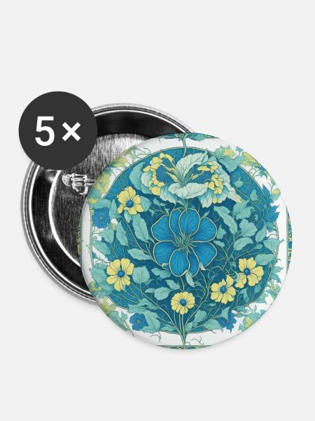 Blumen - Buttons groß 56 mm (5er Pack) - Weiß