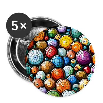 Murakami Mosaic Pattern - Buttons large 2.2''/56 mm (5-pack) - white - Front