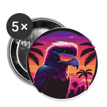 Synthwave eagle portant des lunettes de soleil - Lot de 5 grands badges (56 mm) - blanc - Devant