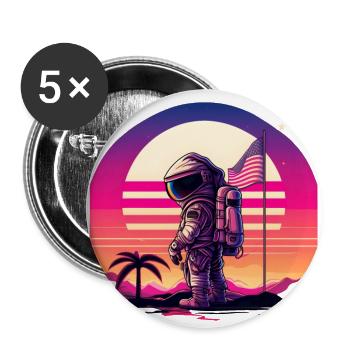 Synthwave Astronaut Space Sunset - Buttons groß 56 mm (5er Pack) - Weiß - Vorne