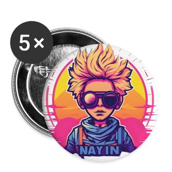 Synthwave Boy Sunset - Lot de 5 grands badges (56 mm) - blanc - Devant
