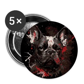 Bouledogue français - Lot de 5 grands badges (56 mm) - blanc - Devant